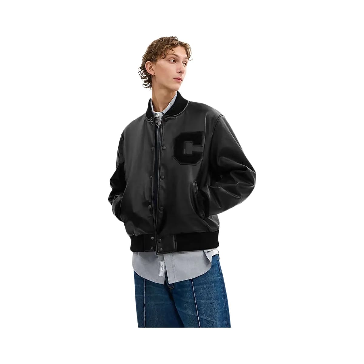 Coach Leather Varsity Jacket Black