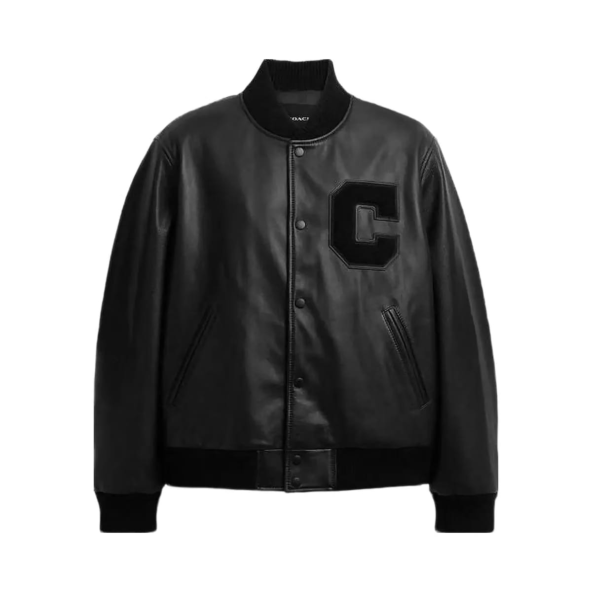 Coach Leather Varsity Jacket Black