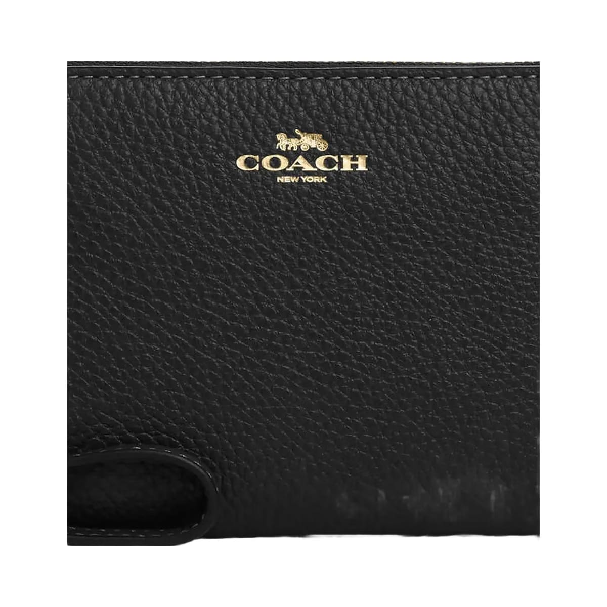 Coach Corner Zip Wristlet Pebbled Leather-Gold-Black
