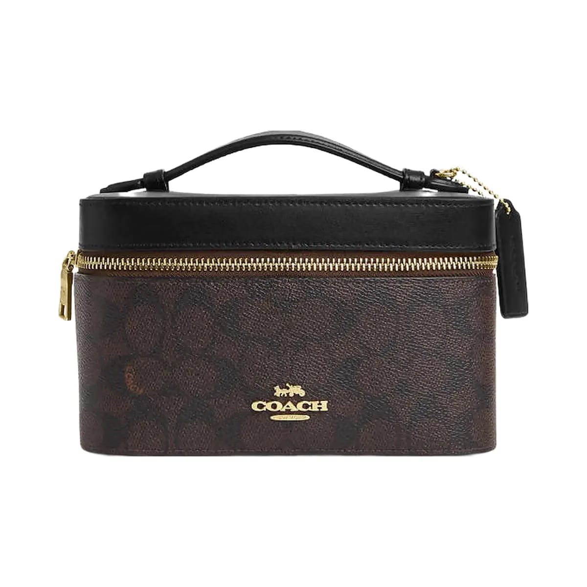 Coach Cosmetic Case In Signature Canvas Signature Canvas-Gold-Walnut-Black