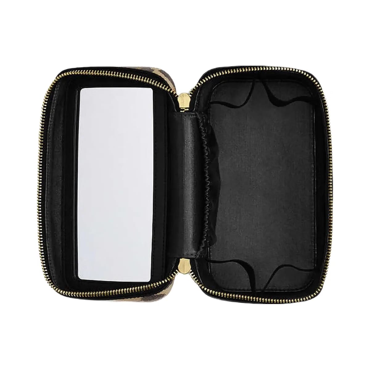 Coach Cosmetic Case With Leopard Print Pebbled Leather-Gold-Leopard Multi