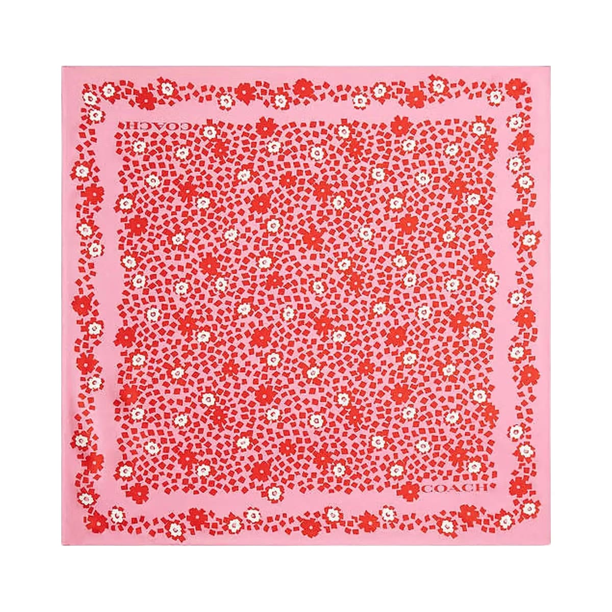 Coach Country Club Floral Print Silk Bandana Pink-Red