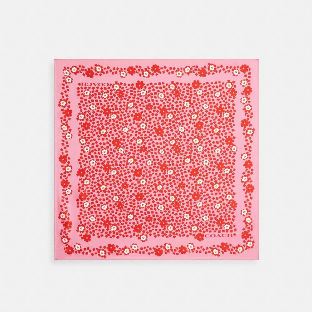 Coach Country Club Floral Print Silk Bandana Pink-Red