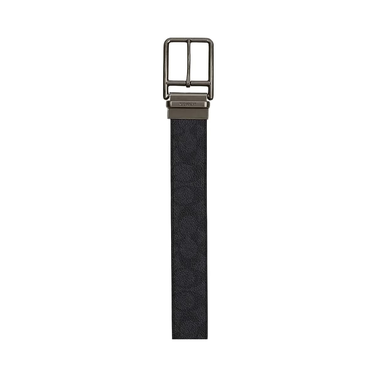 Coach Double Bar Buckle Cut To Size Reversible Belt, 38 Mm Gunmetal-Charcoal-Black