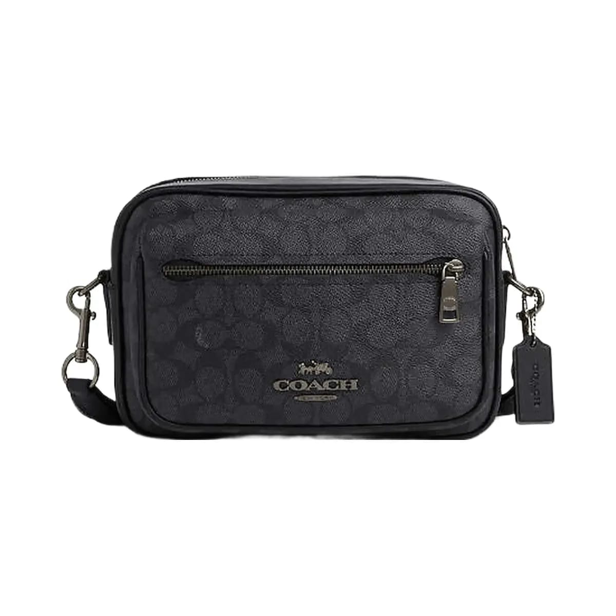 Coach Elias Crossbody In Signature Canvas Signature Canvas-Gunmetal-Charcoal-Black