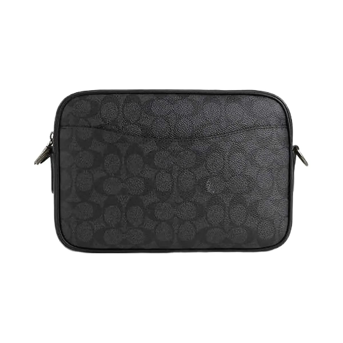 Coach Elias Crossbody In Signature Canvas Signature Canvas-Gunmetal-Charcoal-Black