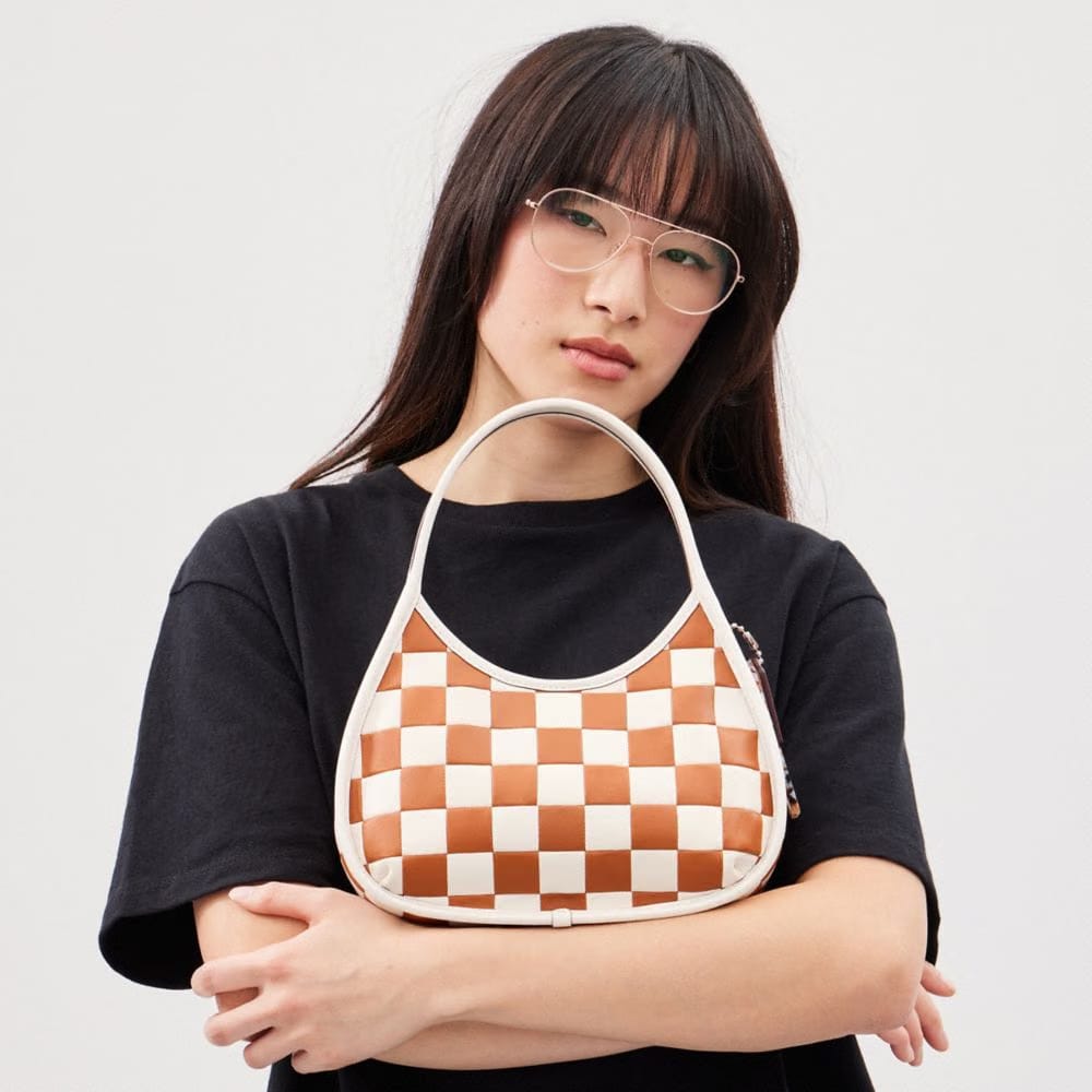 Coach Ergo Bag In Checkerboard Upcrafted Leather Burnished Amber-Chalk
