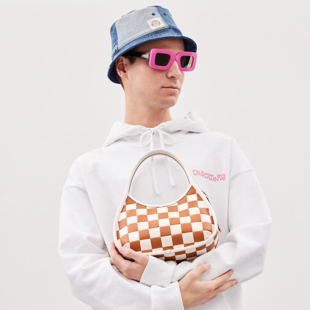 Coach Ergo Bag In Checkerboard Upcrafted Leather Burnished Amber-Chalk