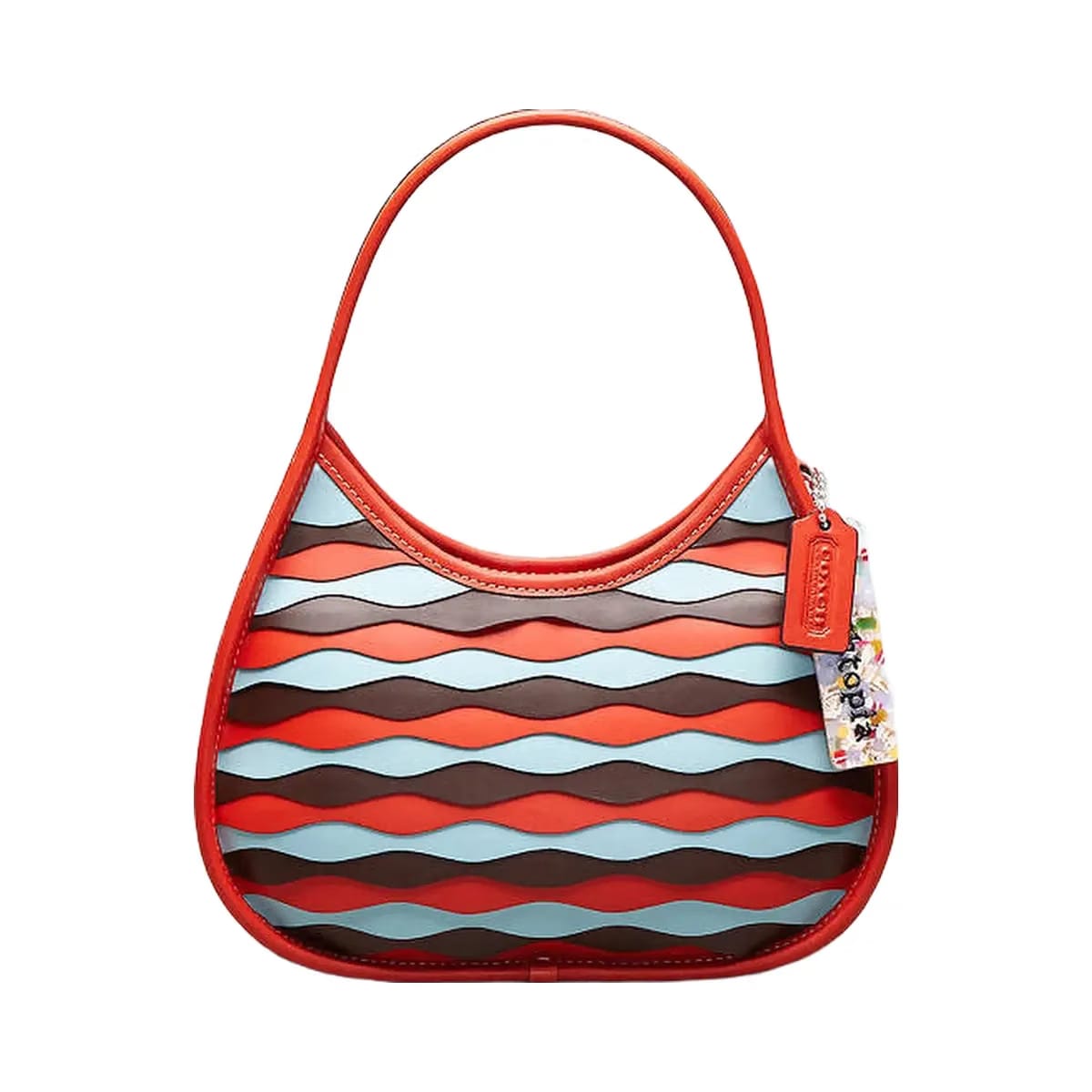 Coach Ergo Bag In Wavy Appliqué Upcrafted Leather Mango-Powder Blue Multi
