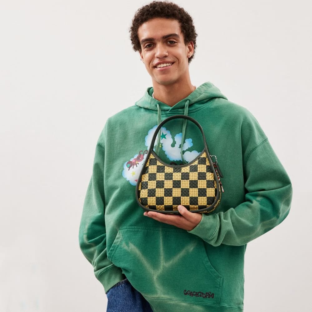 Coach Ergo Bag With Woven Checkerboard In Repurposed Leather Dark Fern-Sunflower