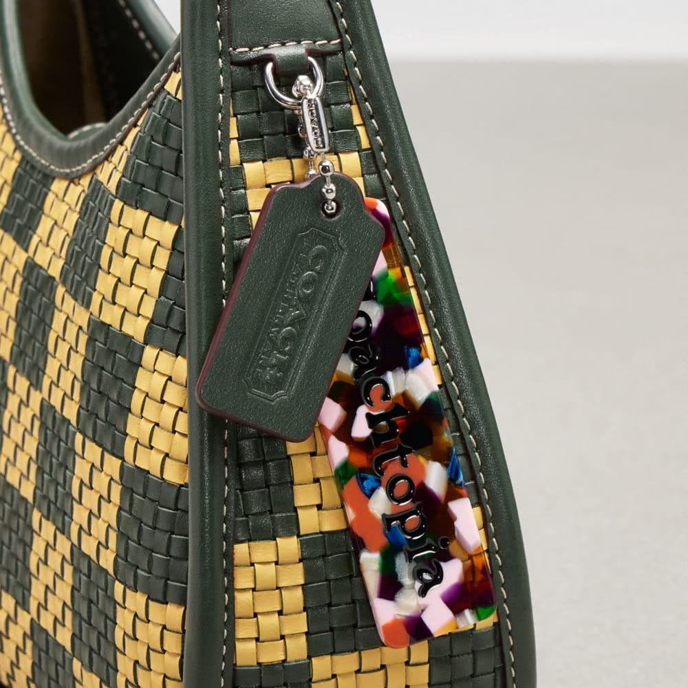 Coach Ergo Bag With Woven Checkerboard In Repurposed Leather Dark Fern-Sunflower