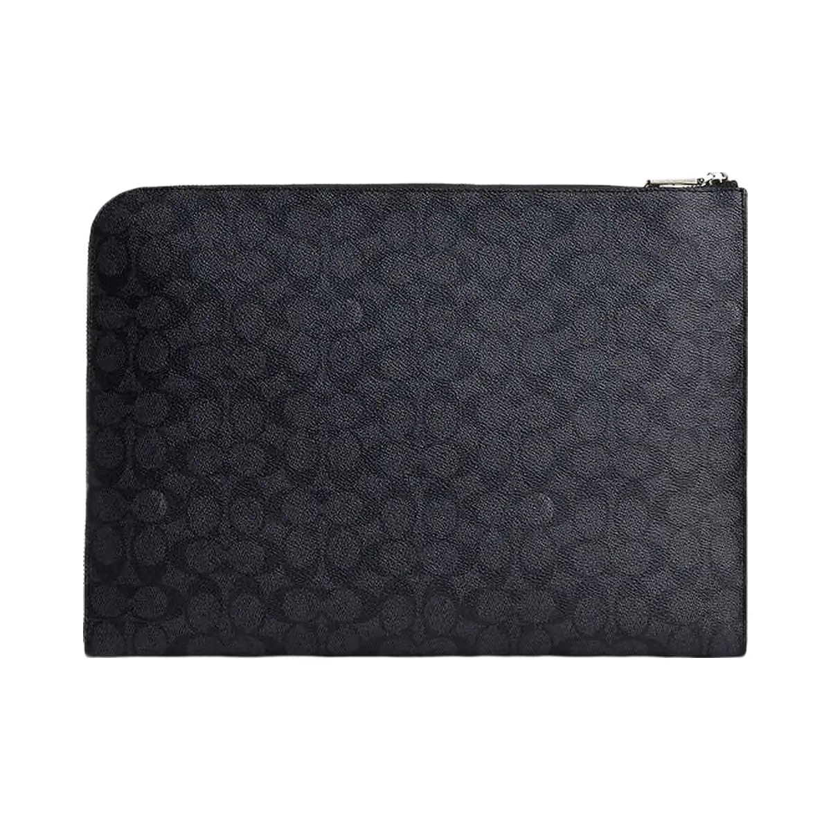 Coach Ethan Portfolio In Signature Canvas Signature Canvas-Gunmetal-Charcoal-Black