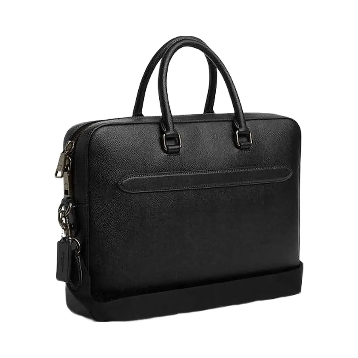 Coach Ethan Slim Brief Crossgrain Leather-Gunmetal-Black