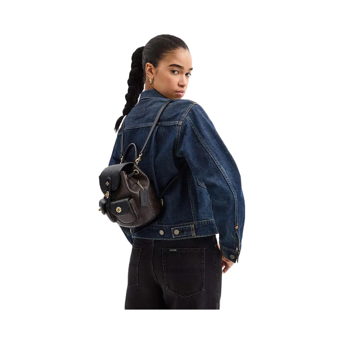 Coach Hadley Backpack In Signature Canvas Signature Canvas-Gold-Walnut-Black