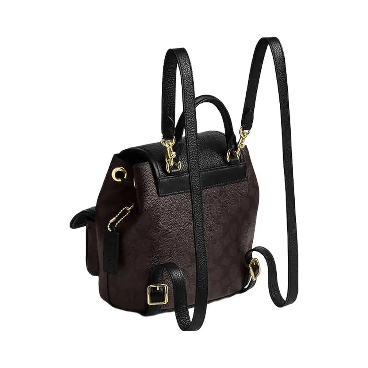 Coach Hadley Backpack In Signature Canvas Signature Canvas-Gold-Walnut-Black