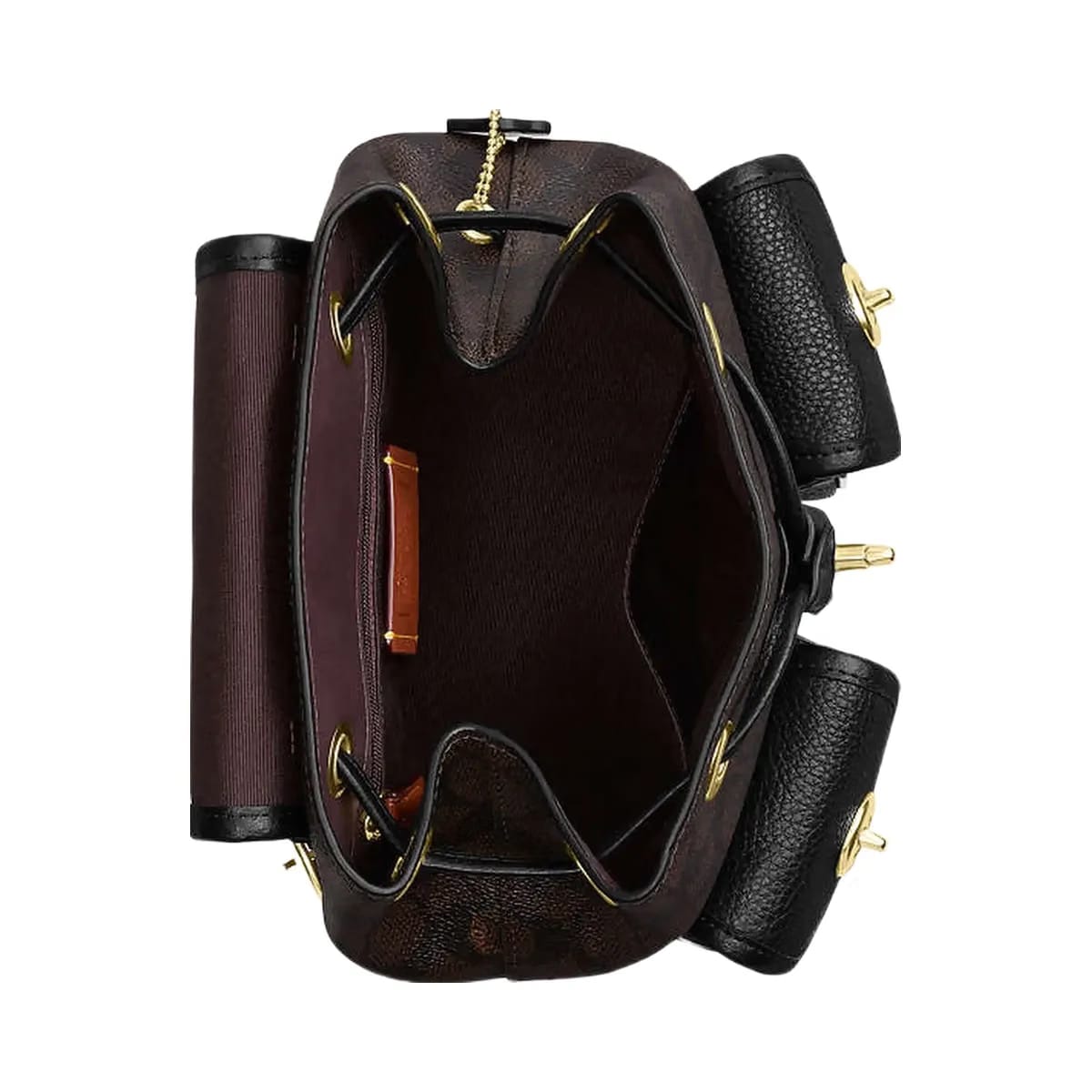 Coach Hadley Backpack In Signature Canvas Signature Canvas-Gold-Walnut-Black