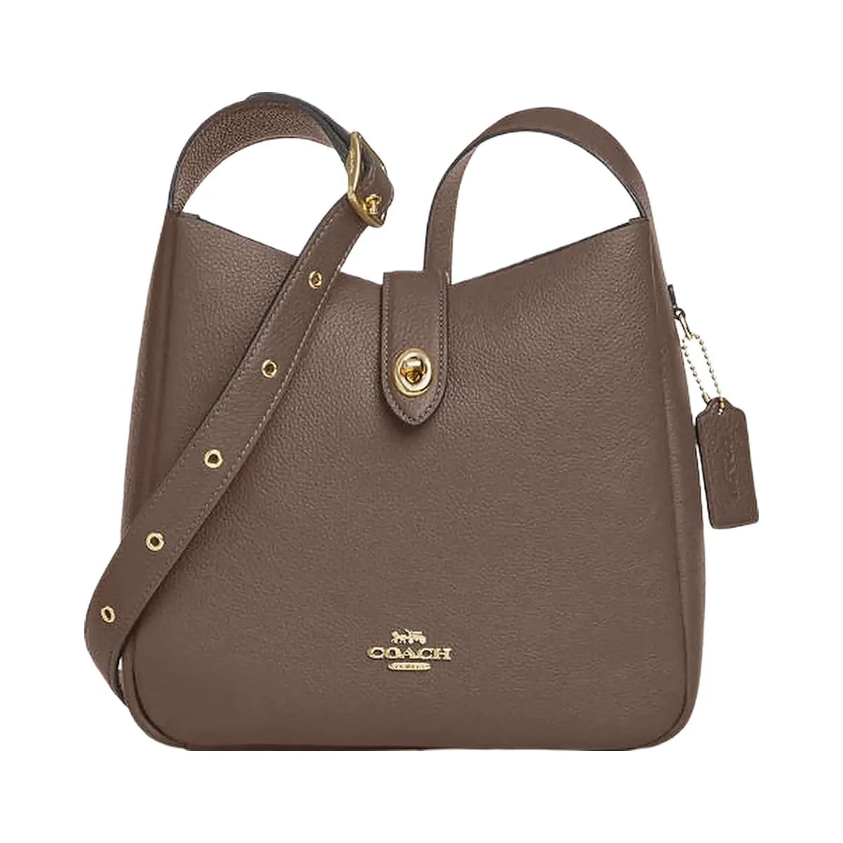 Coach Hadley Convertible Crossbody Bag Pebbled Leather-Gold-Dark Stone