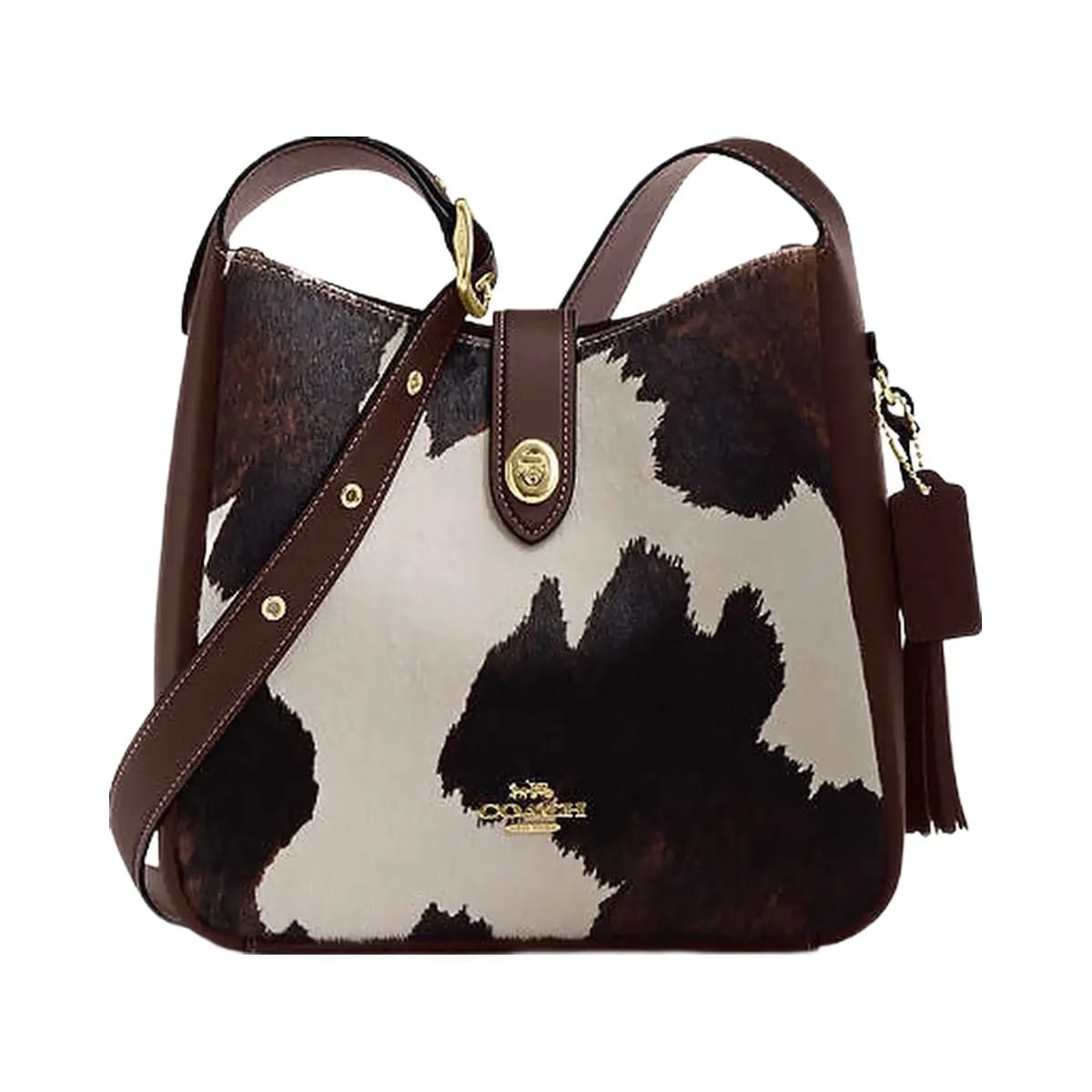 Coach Hadley Convertible Crossbody Bag With Cow Print And Tassel Cow Printed Haircalf-Im-Cow Multi
