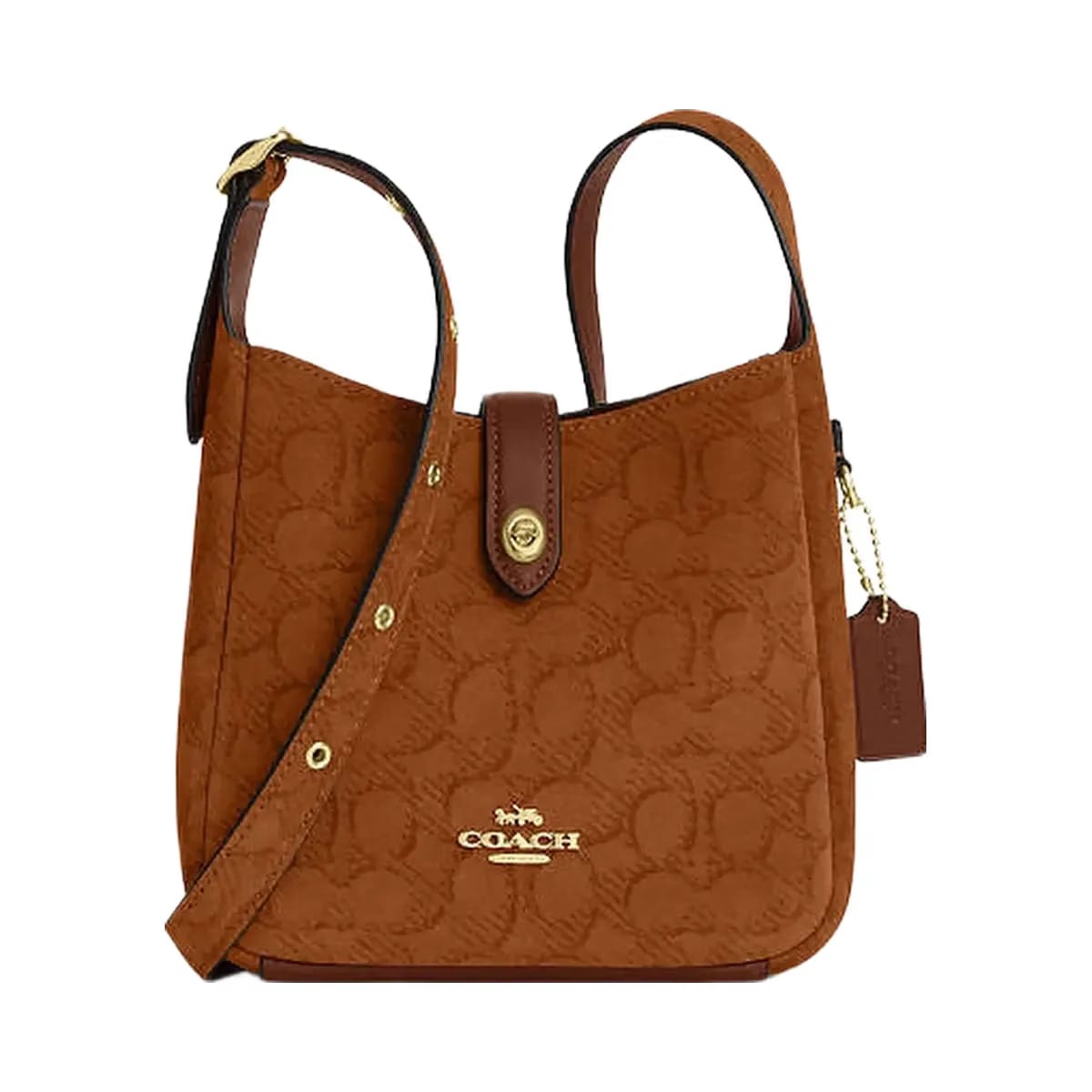 Coach Hadley Mini Crossbody Bag In Signature Suede Suede-Im-Caramel