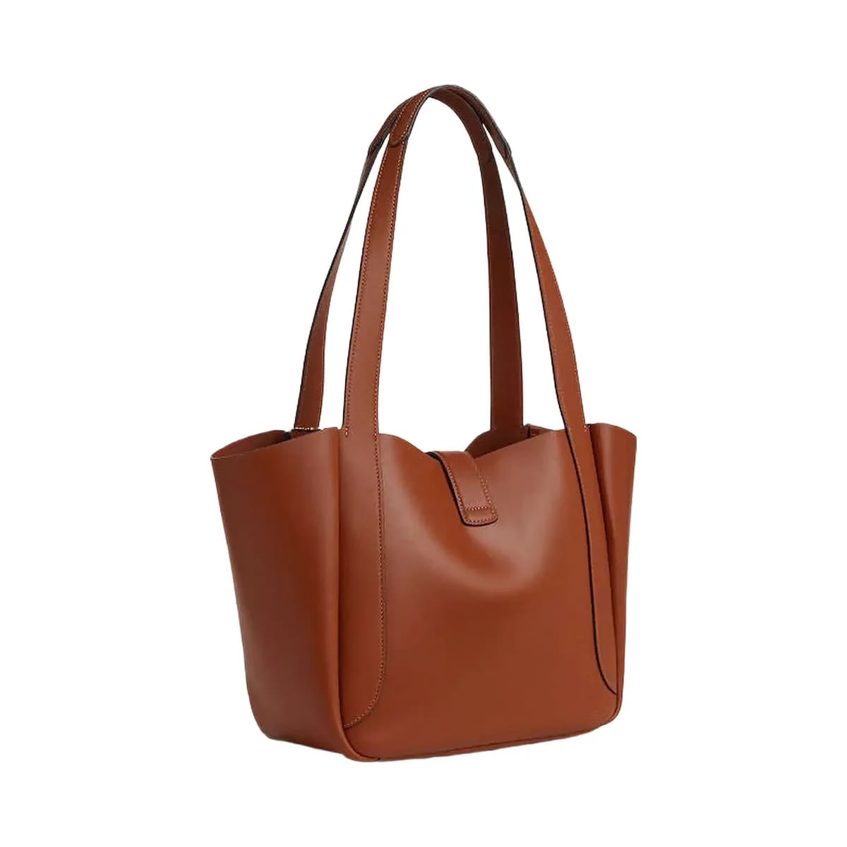 Coach Hadley Turnlock Tote Smooth Leather-Gold-Tan