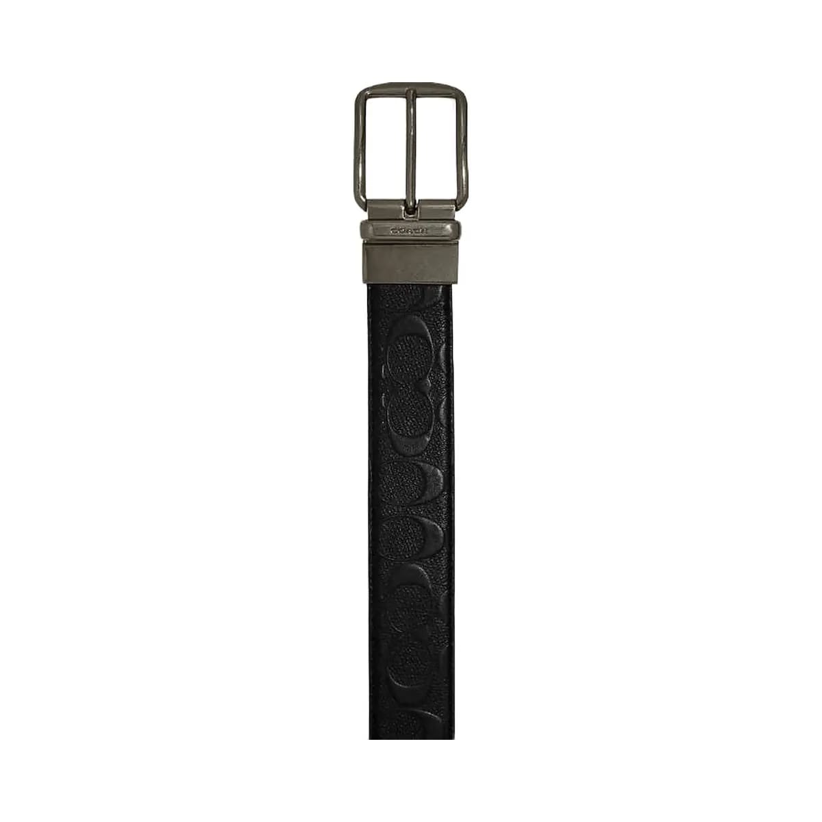 Coach Harness Buckle Cut To Size Reversible Belt, 38 Mm Smooth Leather-Black