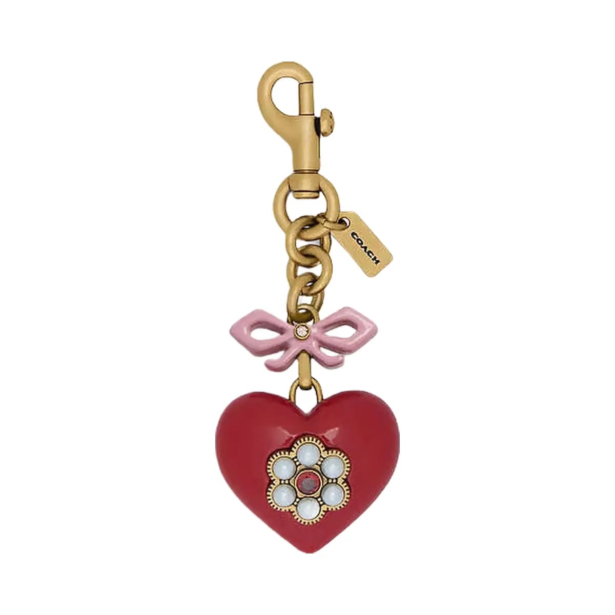 Coach Heart Bag Charm Resin-Brass-Red Multi