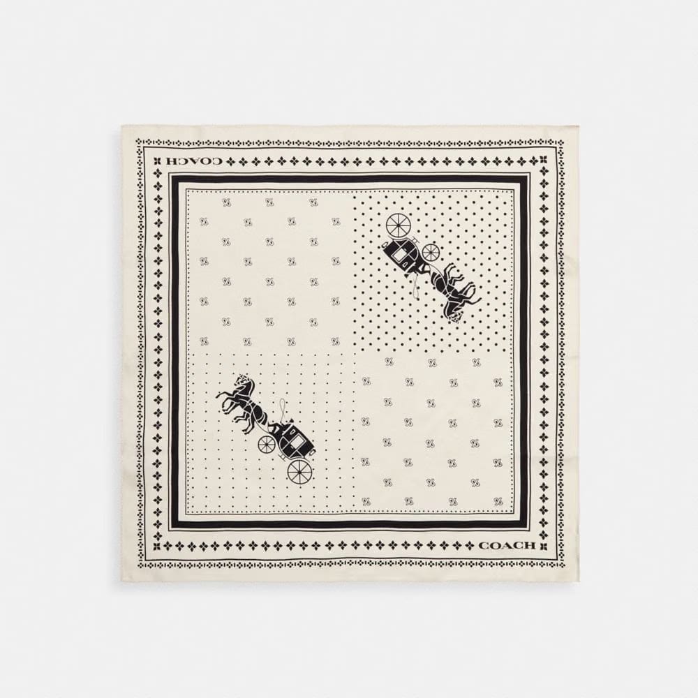 Coach Horse And Carriage Dot Print Silk Bandana Chalk & Black