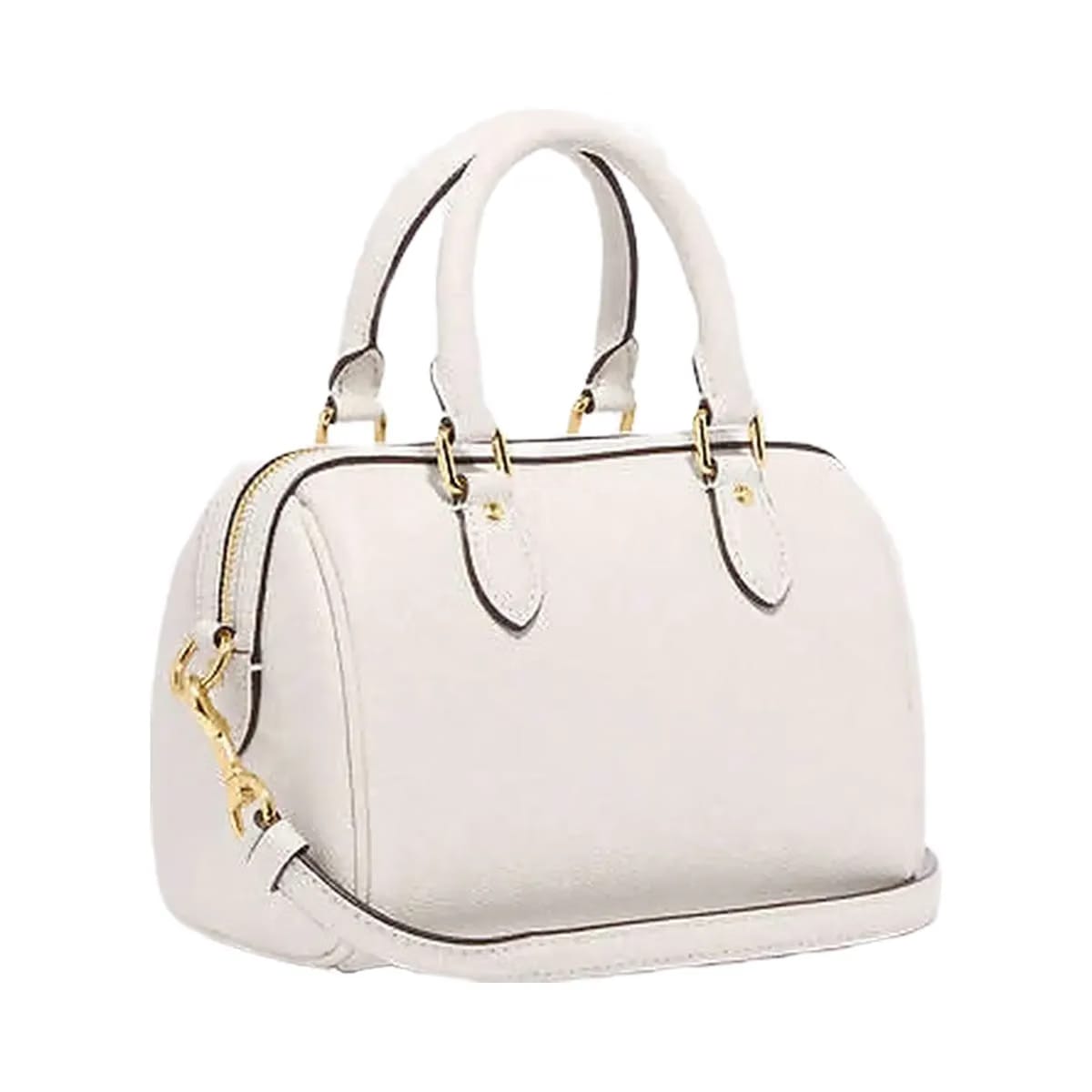 Coach Mini Rowan Crossbody Bag Crossgrain Leather-Gold-Chalk