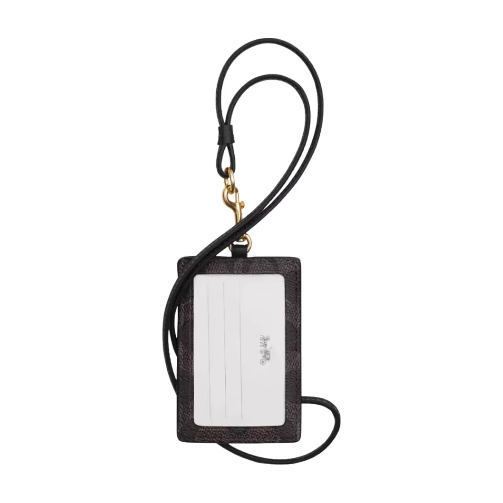 Coach Id Lanyard In Signaure Canvas Signature Canvas-Gold-Walnut-Black