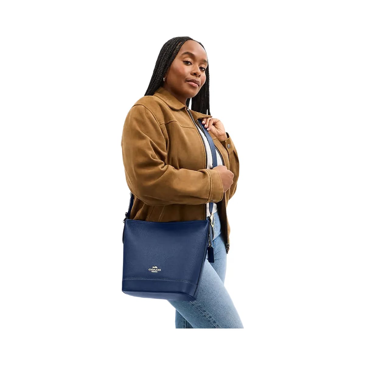 Coach Jude Duffle Bag Pebbled Leather-Gold-Deep Blue