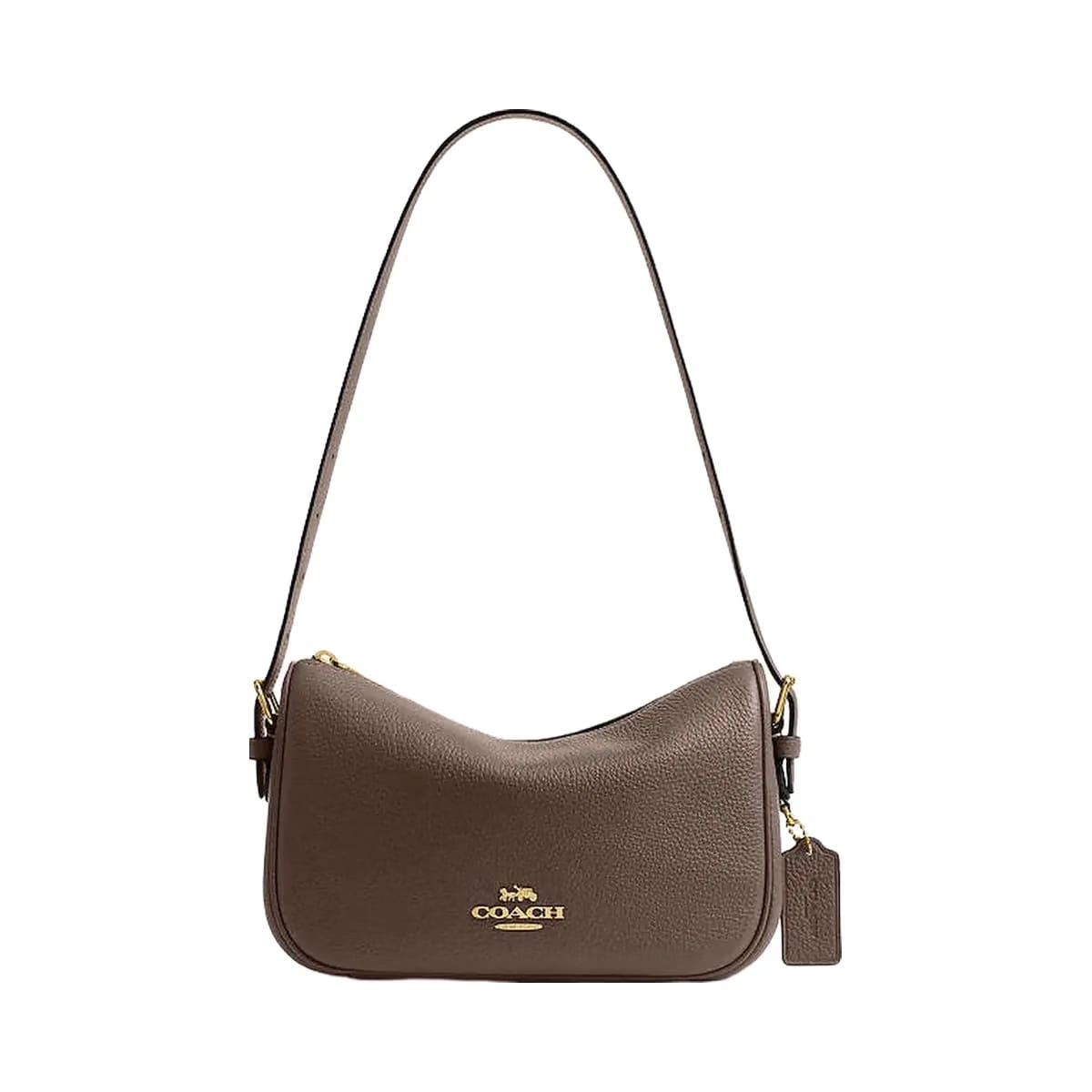 Coach Kailey Shoulder Bag Pebbled Leather-Gold-Dark Stone
