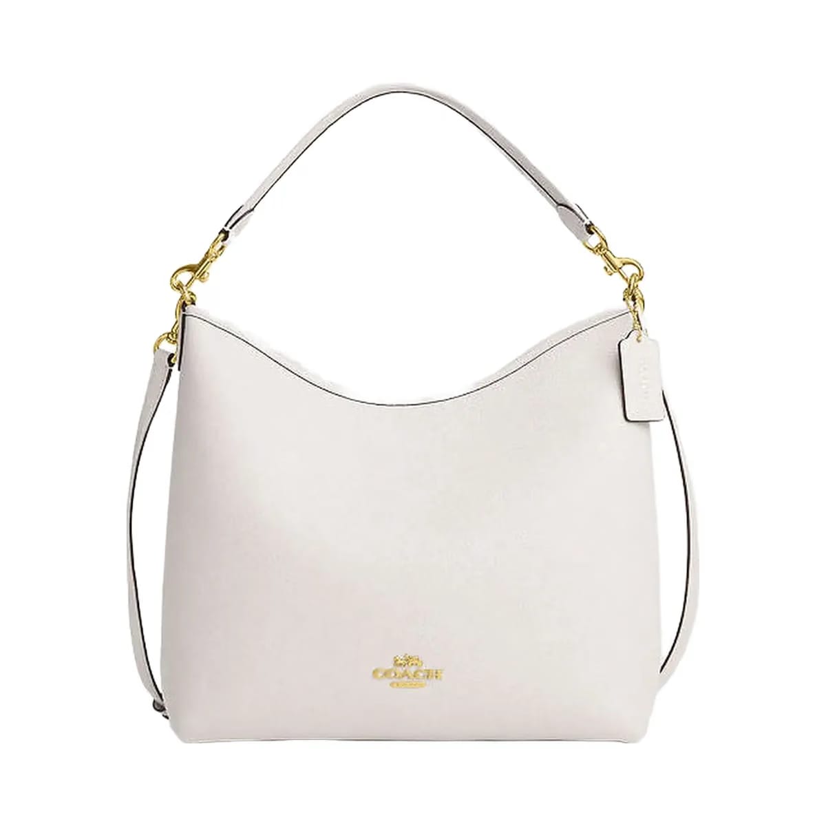 Coach Laurel Large Shoulder Bag Pebbled Leather-Gold-Chalk