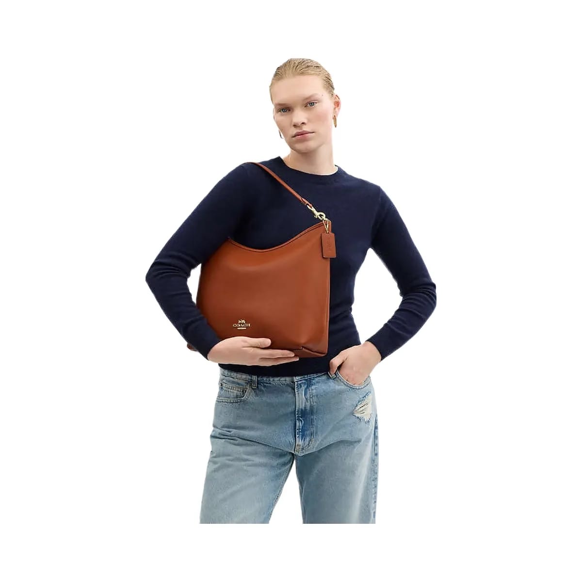 Coach Laurel Large Shoulder Bag Smooth Leather-Gold-Tan