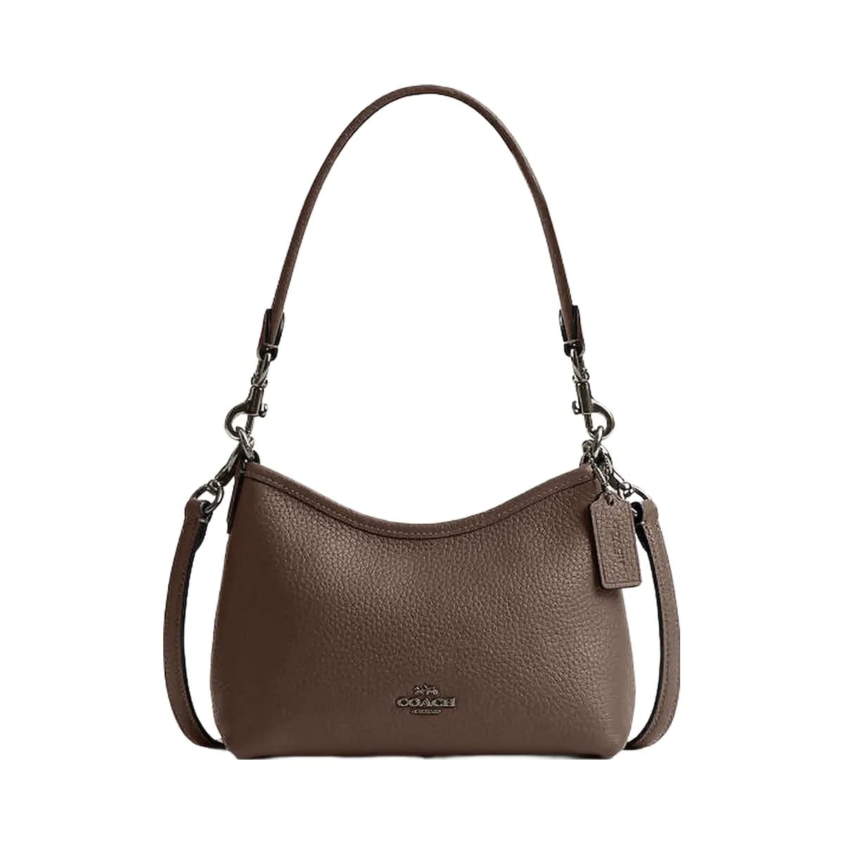 Coach Laurel Small Shoulder Bag Pebbled Leather-Qb-Dark Stone