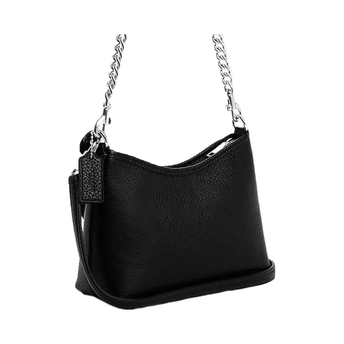 Coach Laurel Small Shoulder Bag With Mirror Charm And Pouch Pebbled Leather-Sv-Black-Tan