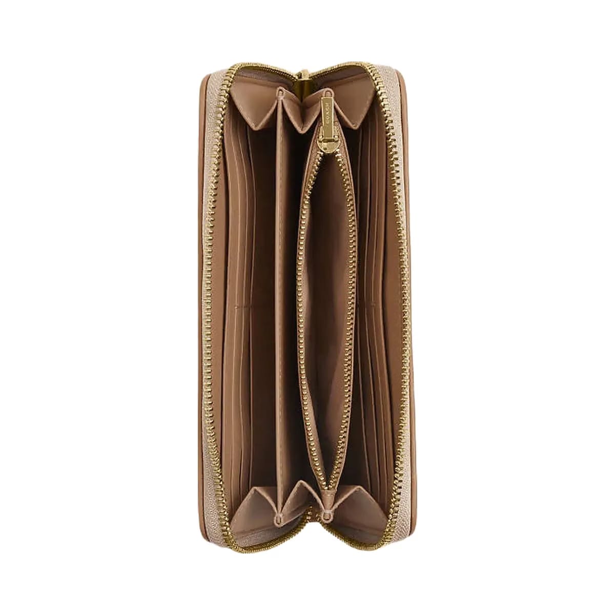 Coach Long Zip Around Wallet With Signature Canvas Im-Dark Natural Multi