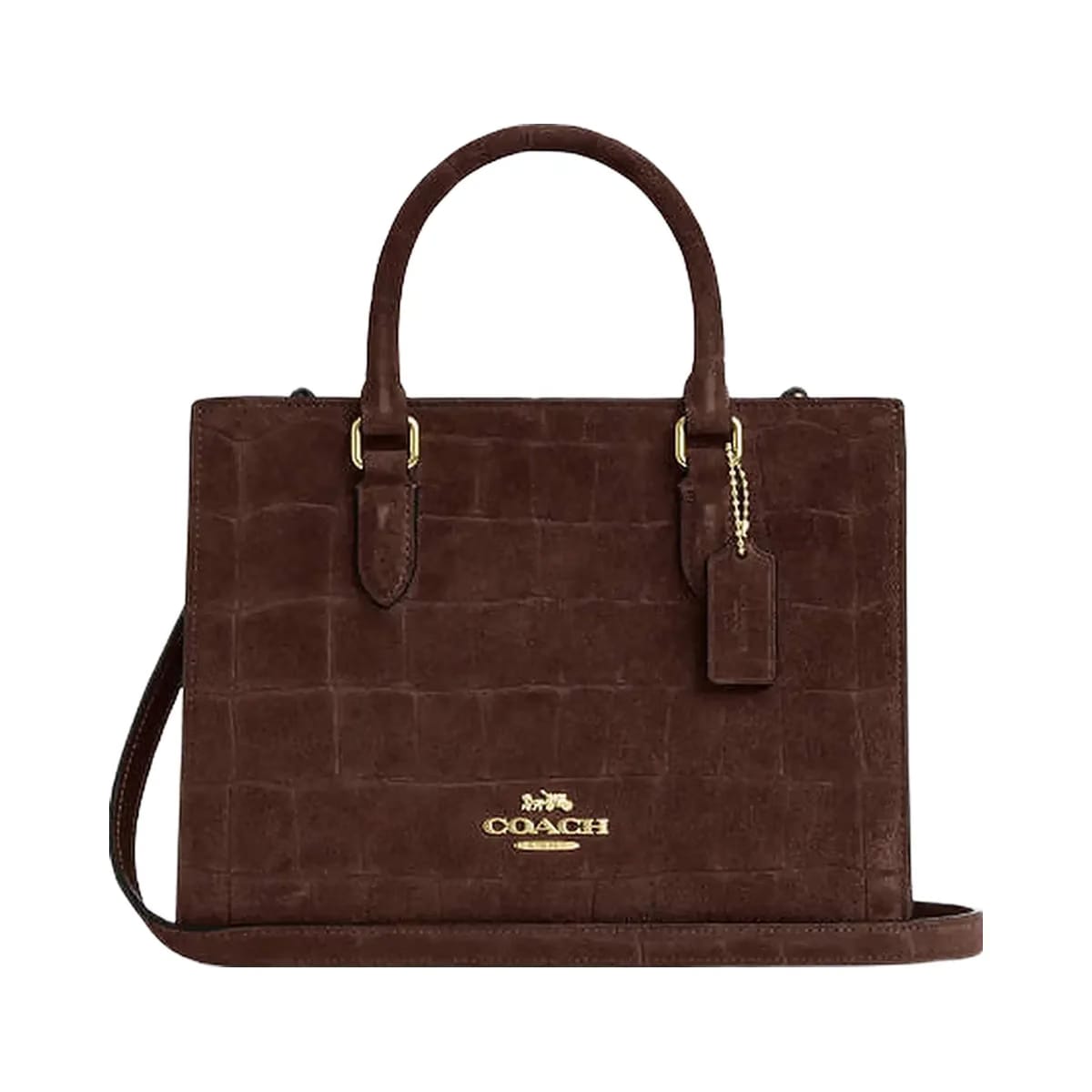 Coach Maggie Small Tote Bag Embossed Crocodile-Gold-Maple