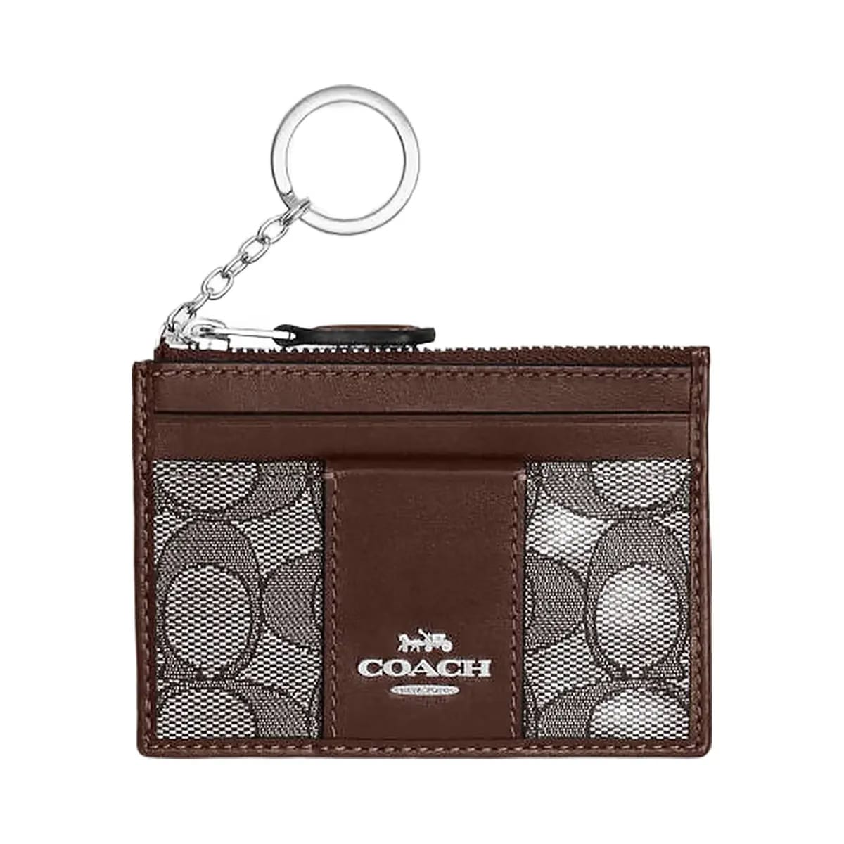 Coach Mini Id Skinny In Signature Jacquard Signature Jacquard-Silver-Oak-Maple