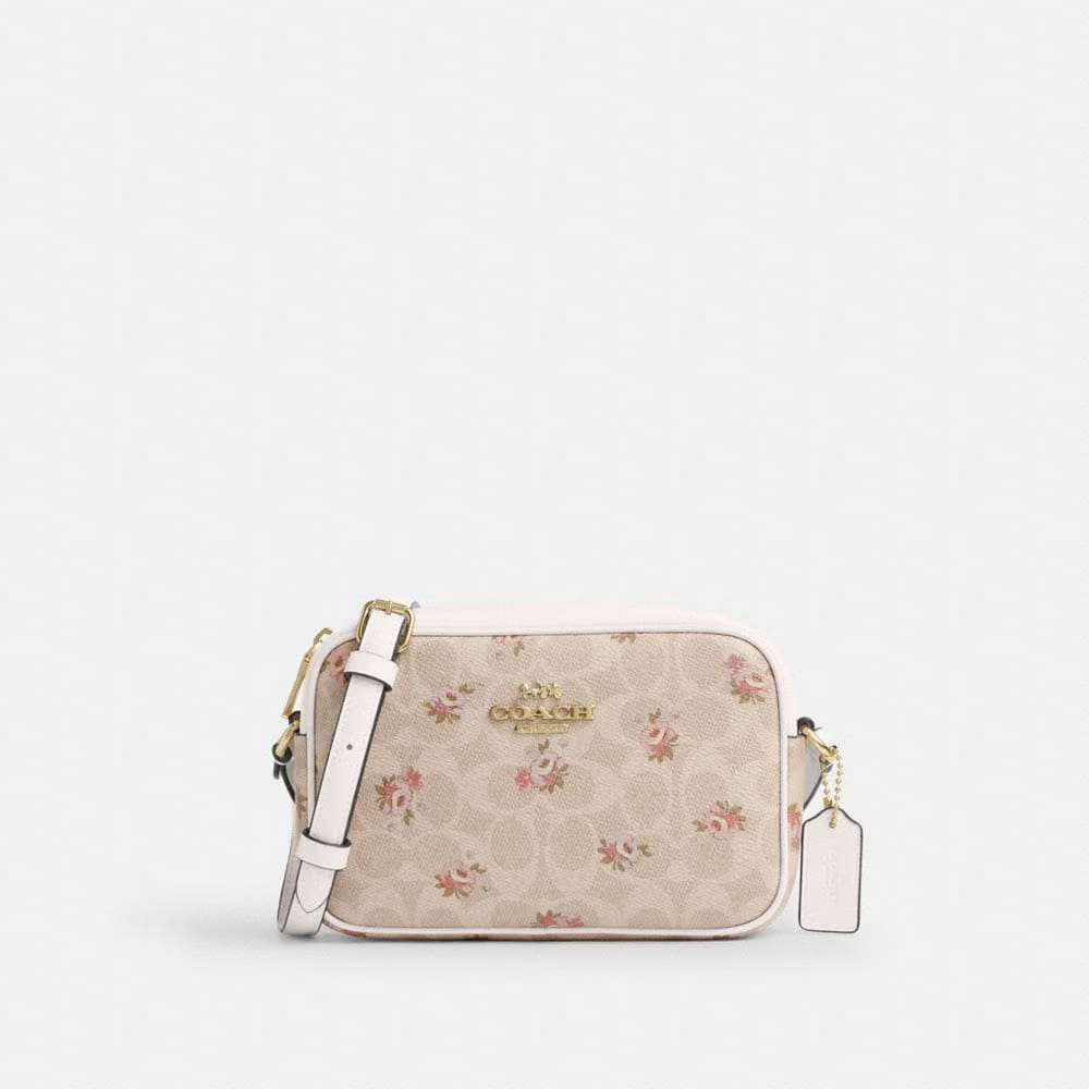 Coach Mini Jamie Camera Bag In Signature Canvas With Floral Print Gold-Sand Multi