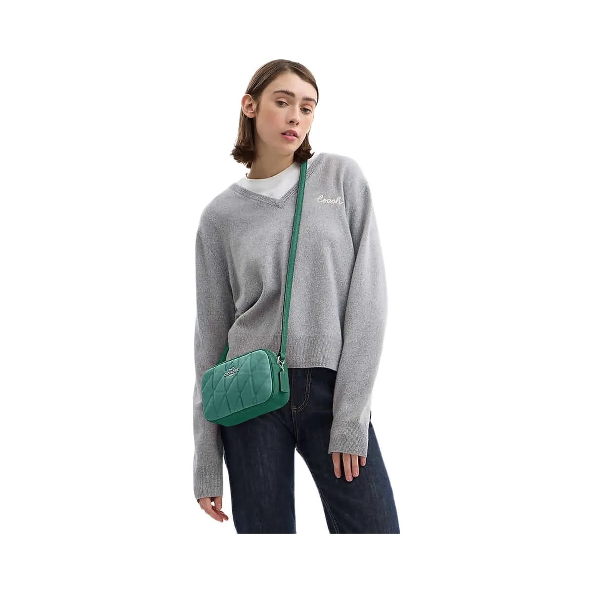 Coach Mini Jamie Camera Bag Quilted Denim-Sv-Ivy-Green