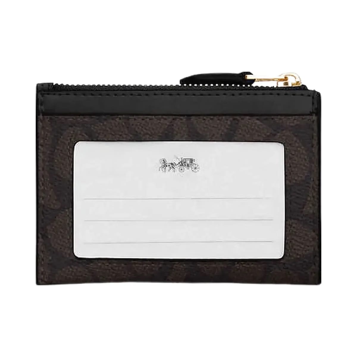 Coach Mini Skinny Id Case In Signature Canvas Signature Canvas-Gold-Walnut-Black