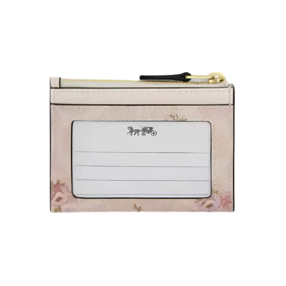 Coach Mini Skinny Id Case In Signature Canvas With Floral Print Gold-Sand Multi