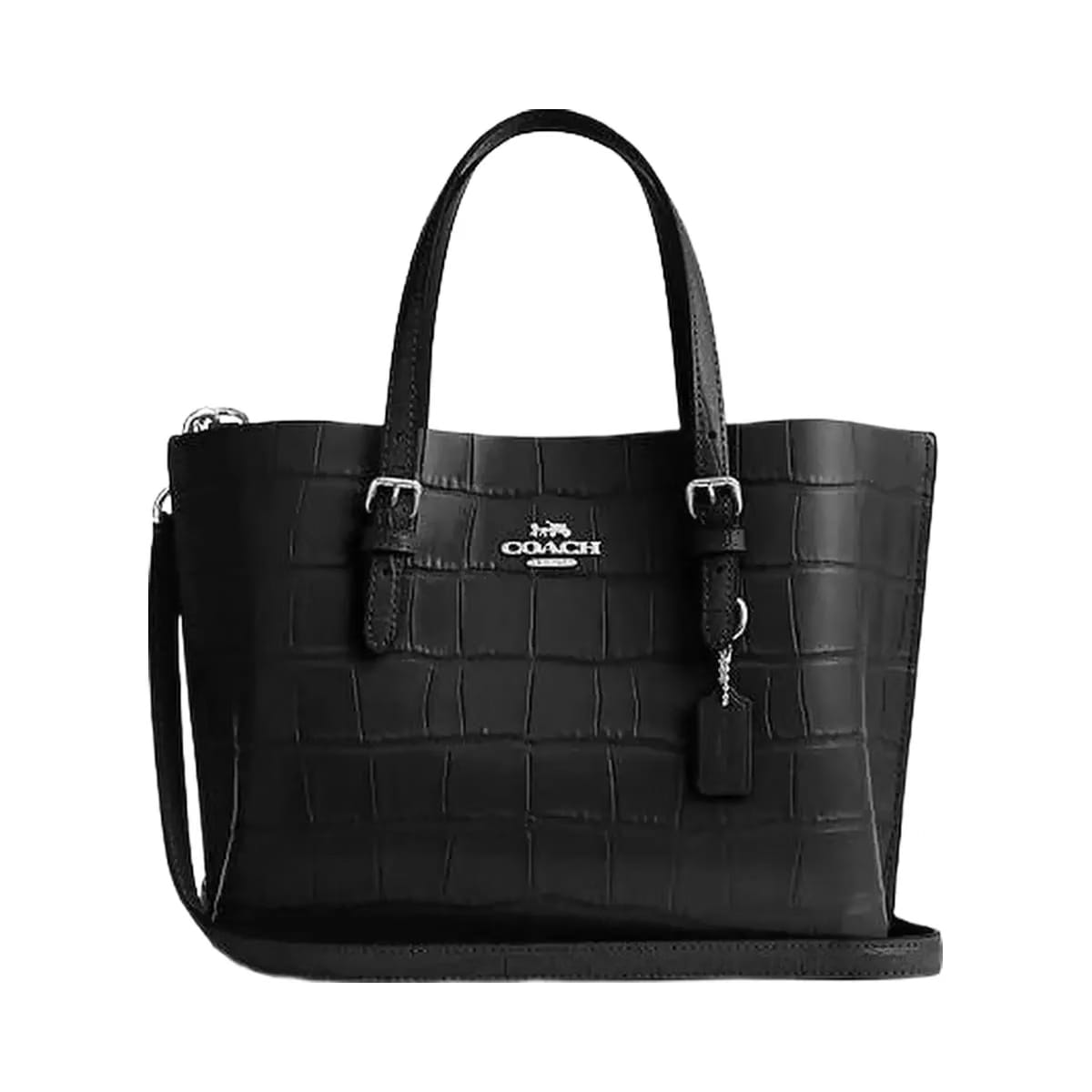 Coach Mollie Tote Bag 25 Novelty Leather-Silver-Black