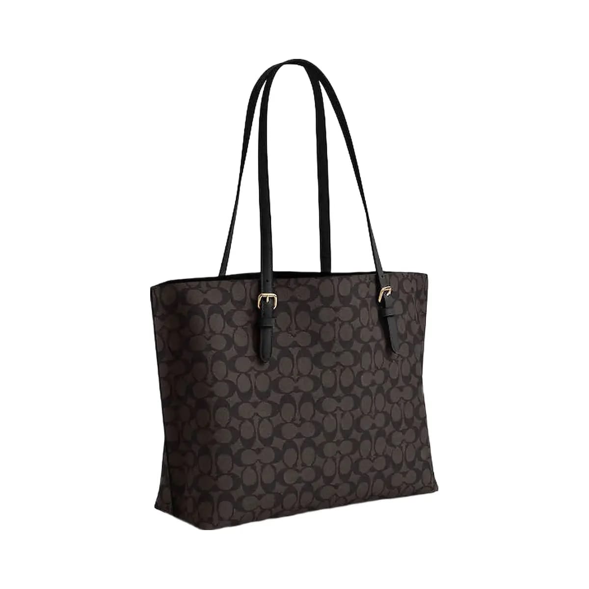 Coach Mollie Tote Bag In Signature Canvas Signature Canvas-Gold-Walnut-Black
