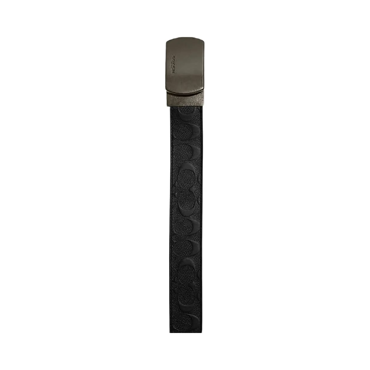 Coach Plaque Buckle Cut To Size Reversible Belt, 38 Mm Smooth Leather-Gunmetal-Black-Dark Saddle