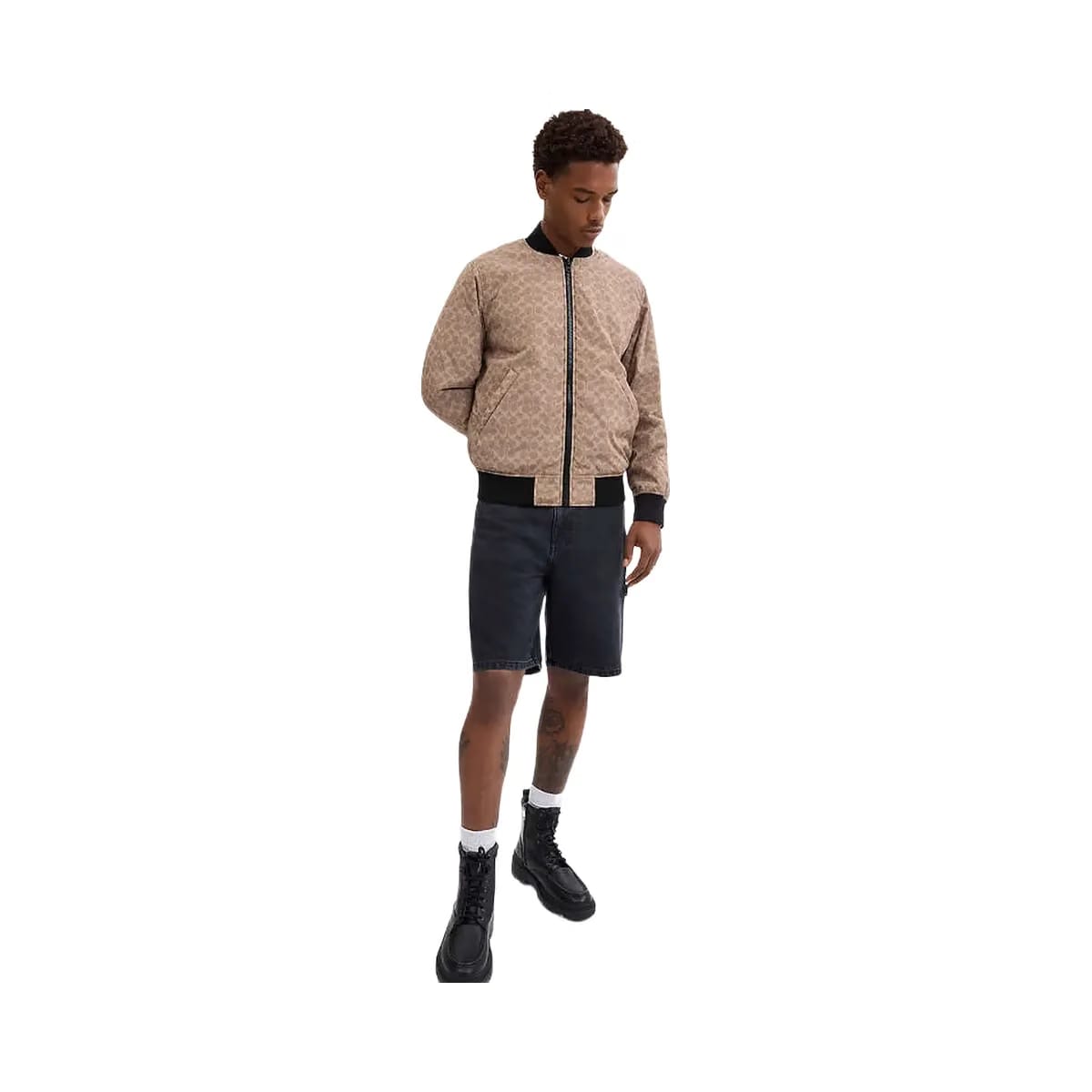 Coach Reversible Ma 1 Jacket In Recycled Polyester Black - Khaki Sig