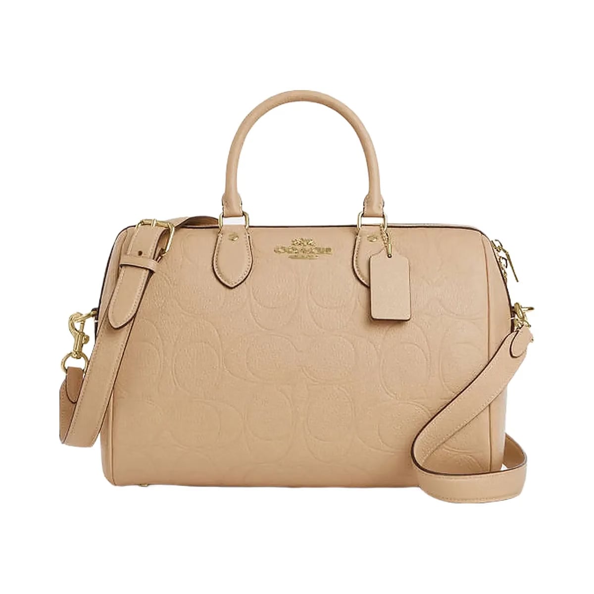 Coach Rowan Large Satchel Bag In Signature Leather Pebbled Leather-Im-Oat