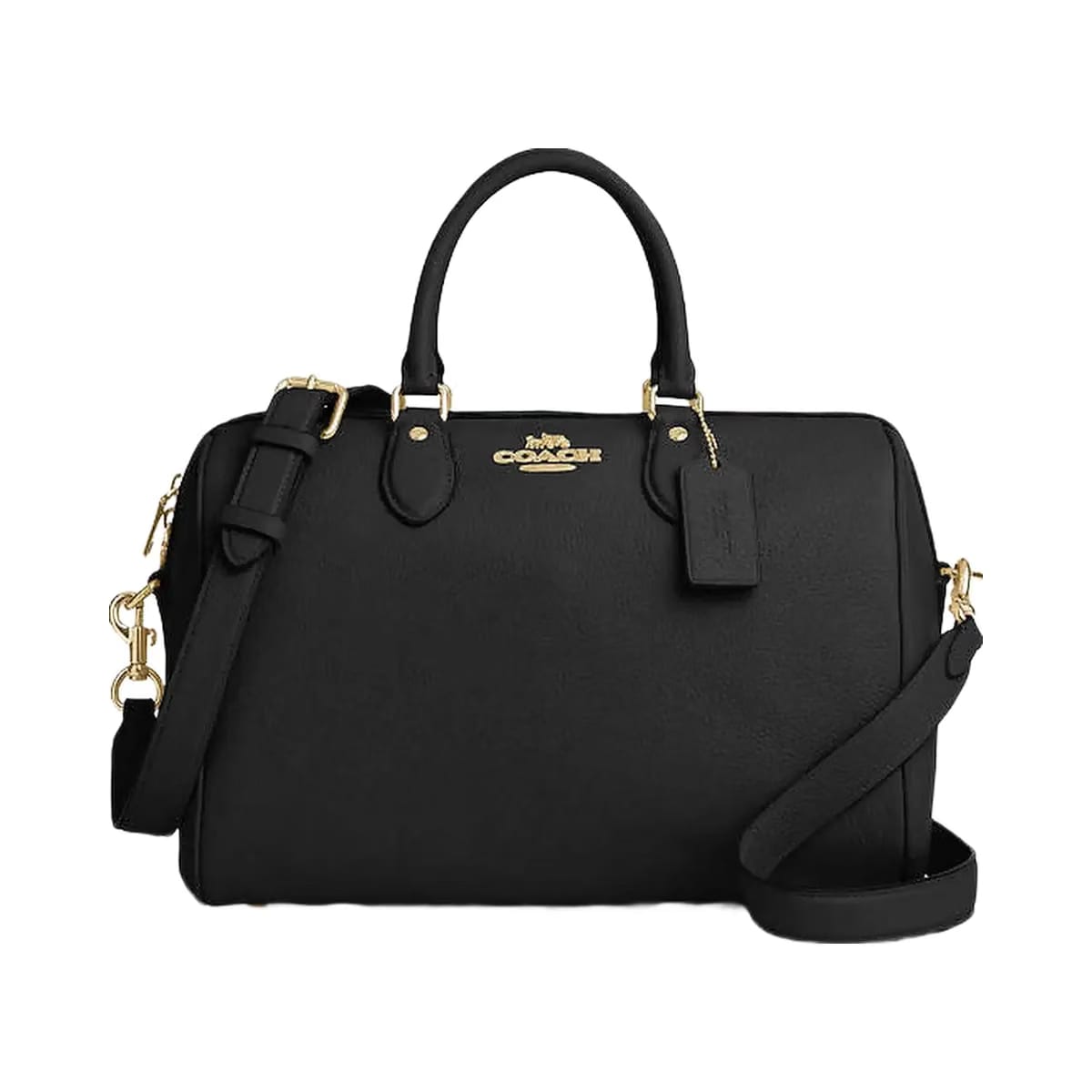 Coach Rowan Large Satchel Bag Pebbled Leather-Gold-Black