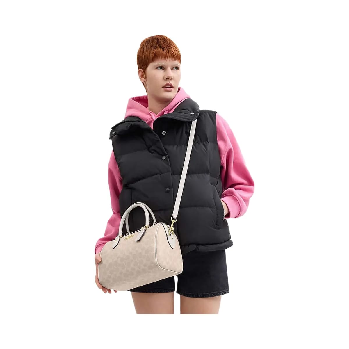 Coach Rowan Satchel Bag In Signature Canvas Signature Canvas-Gold-Sand-Chalk