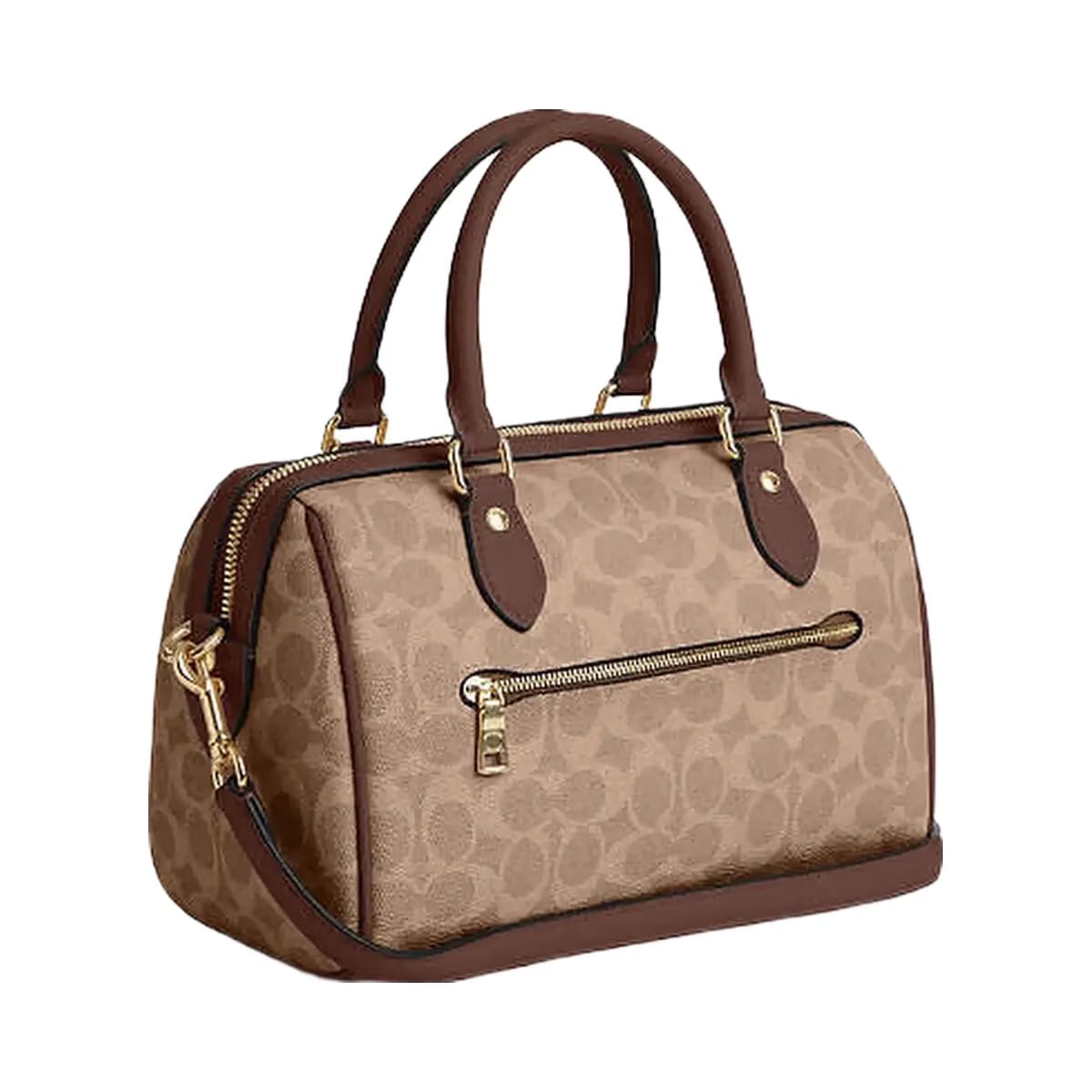 Coach Rowan Satchel Bag In Signature Canvas Signature Canvas-Gold-Tan-Brown